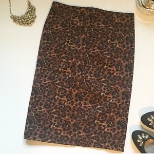 Cotton Leopard Print Pencil Skirt